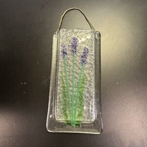 LATTA'S Newport Oregon Fused Glass Hanging Wall Pocket Vase‎ Lilac Flowers